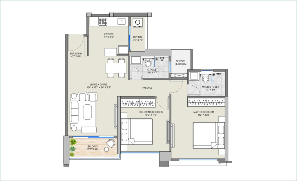 Premier 2 BHK Flats at Supreme Riverside Punawale